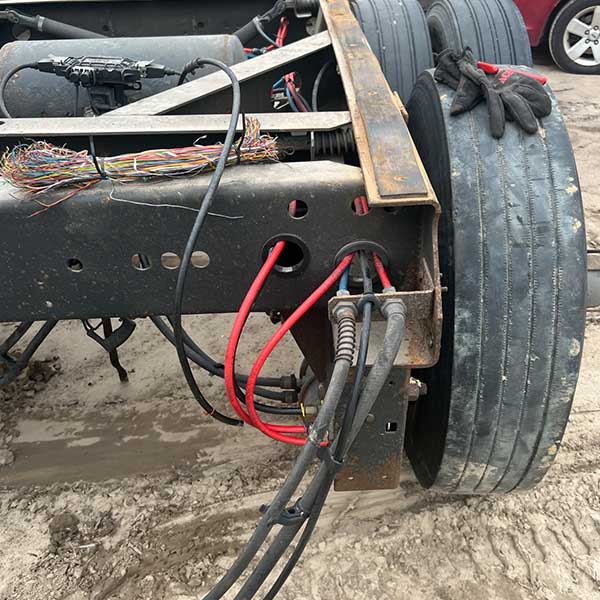 Diesel truck having the axle replaced as a roadside repair