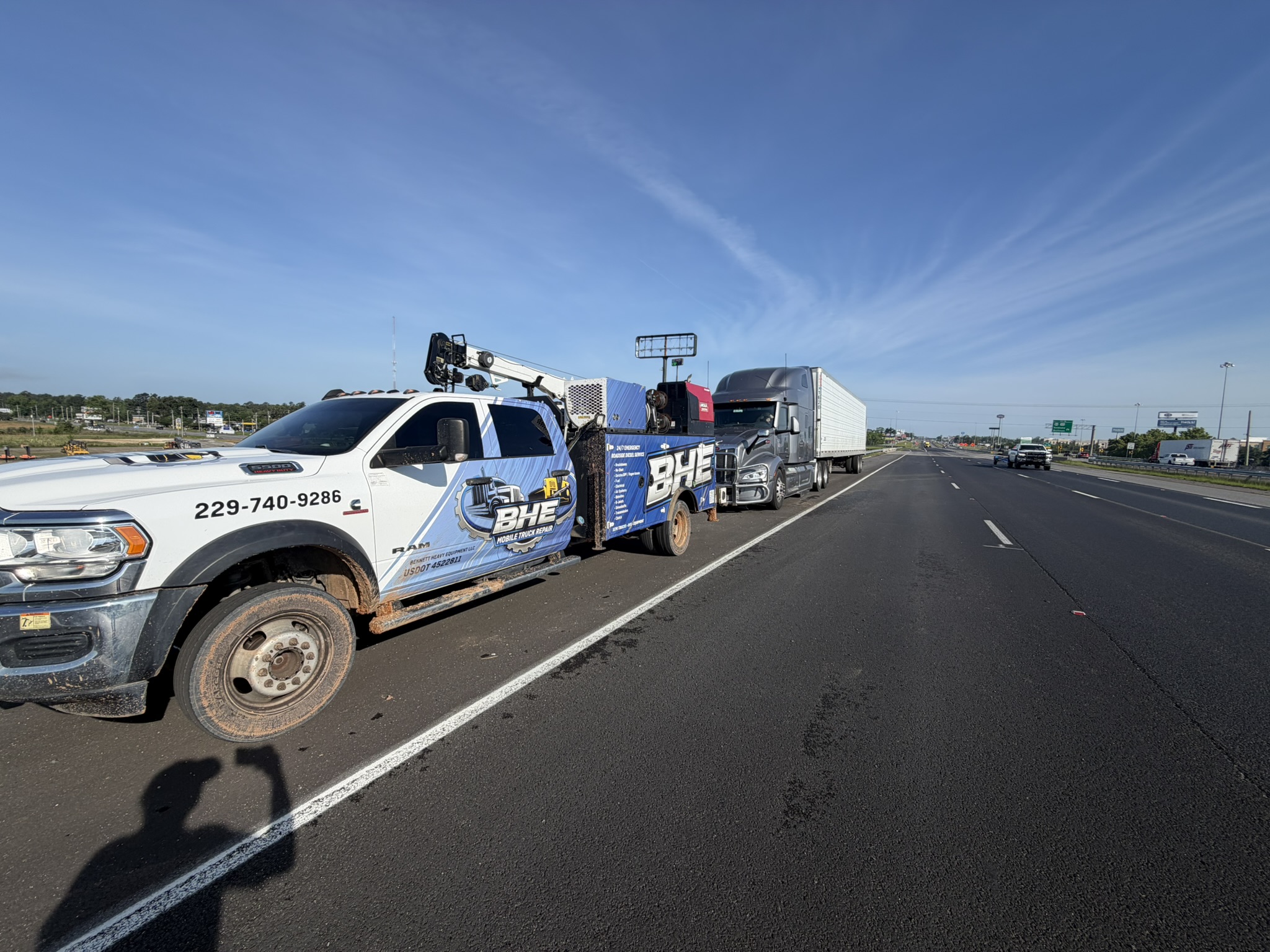 Bennett Mobile Truck Repair responding to a semi truck broken down on I-75 at exit 16